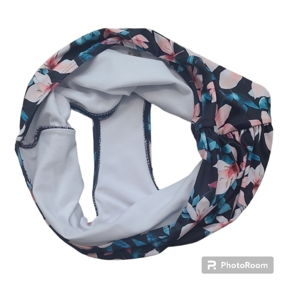 Sporlike Floral High Waist Black Pink Green Bathing Suit Bottom Size Large - Picture 4 of 5